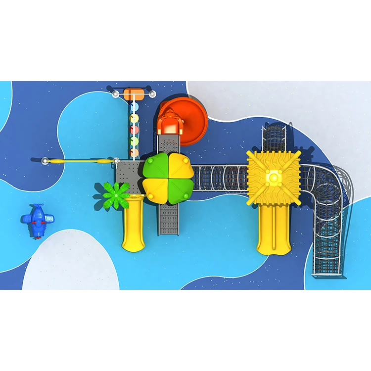 Outdoor children rope course climbing structure with slide public playground children amusement play set