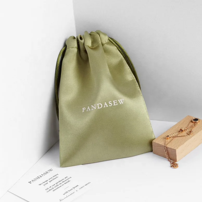 Custom Small Gift Draw String Bag Pouch Large Dust Silk Satin Drawstring Bag With Logo