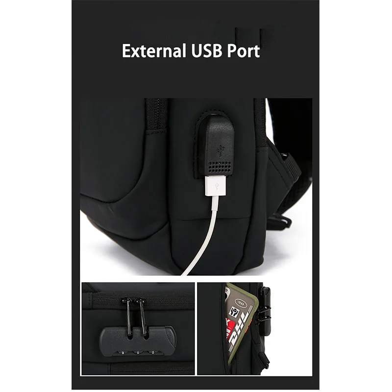 Hot Sale Men Cross body Bags Fashionable Business One Shoulder Chest Bag Waterproof and Anti theft  Chest Sling Bag