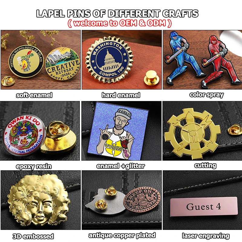 Hot Badge Pin Manufacturer Custom Pins Metal Logo 2d 3D Die Stamping Gold Silver Copper Plated Brooch Pins for Hats or Clothes