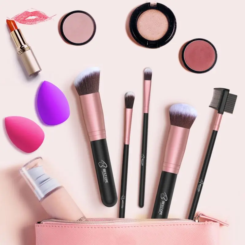 Выполненный по индивидуальному заказу деревянная ручка кисти для макияжа, мягкие синтетические волокна другие косметические кисти, Pinceau Maquillage, Bestope веганских материалов набор кистей для макияжа