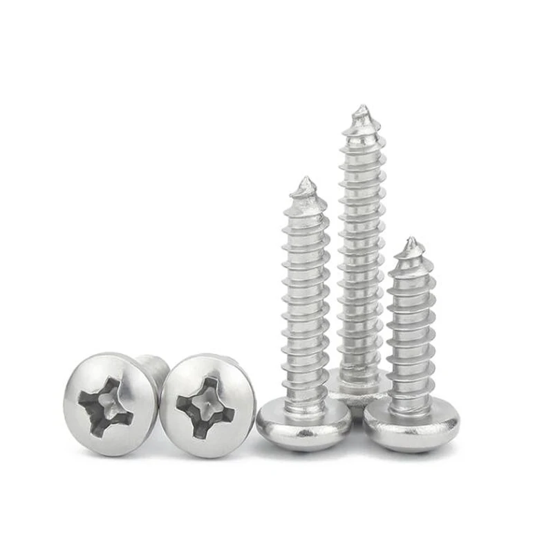 5mm B7 Carbon Steel Class Grade 4.8 8.8 10.9 12.9 Chrome Nickel Plated Cross Recessed Pan Round Head Wood Tapping Screw DIN7996