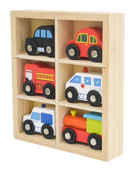 Educational Toys For 2 Year Olds,6PCS Wooden Train Cars In Wooden Box