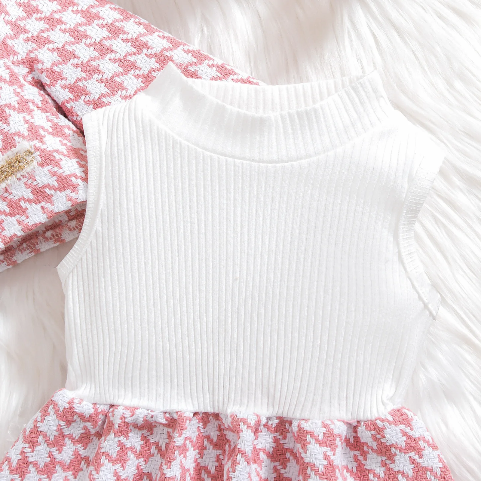 24059  Baby 0-4Y Fall And Winter New Girls Long-Sleeved Jacket Dress Two-Piece Set Kids Winter Girl Sets Clothes Baby Gown