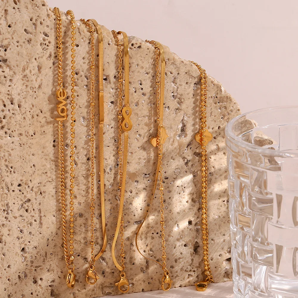 Custom Simple Women Double Pentagram Beads Twisted Chain Small Bracelet Minimalist Variety Bracelet