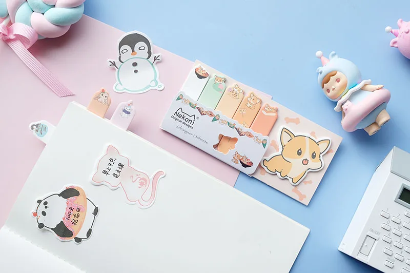 Nekoni Hot Sale Sticky Notes Pad Memo Pad Animal Self-Stick Note Pads Paper Index Bookmark Cute Kawaii Memo Note