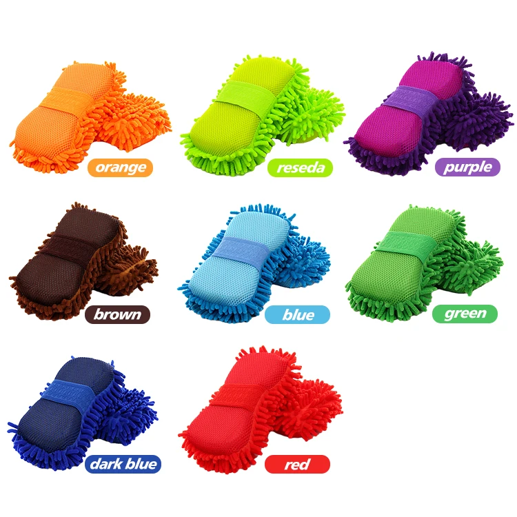 High Quality Premium Chenille Car Cleaning Sponge Mitt Microfiber Car Wash Sponge Gloves Customized Packaging Washing Gloves