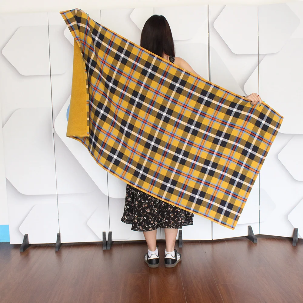 small quantity Cotton Flat Woven summer Gingham large custom premium beach towels