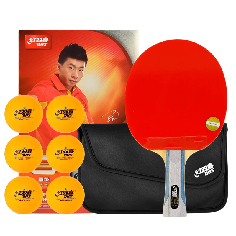 DHS 6-star Horizontal Vertical double-sided rubber professional PingPong Racket table tennis bat