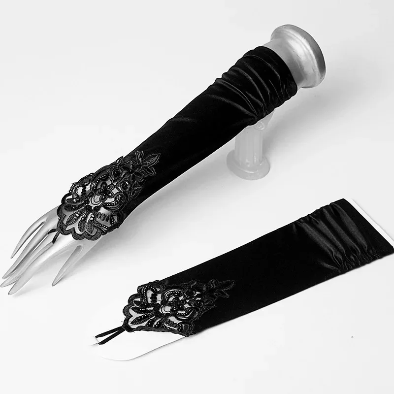 Fingerless Long White Gloves Pierced Elbow Length Satin Gloves Opera Evening Party 1920s Gloves for Women