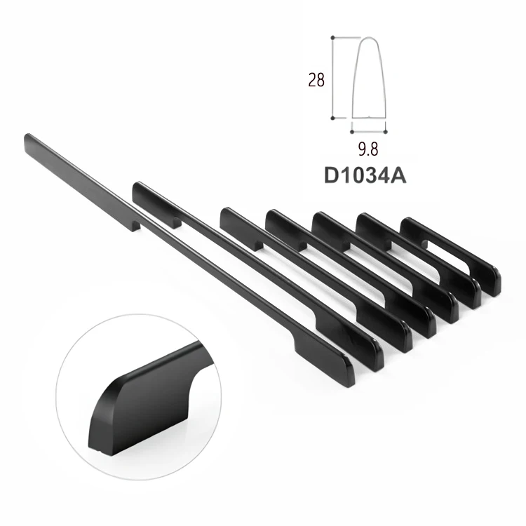 Modern Long Furniture Handles Pull Aluminum 1 Meter Matt Gold Black Wardrobe Cupboard Door Handle