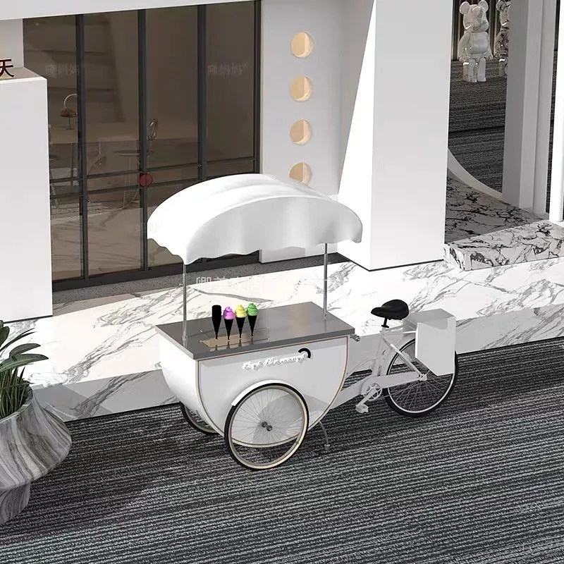 Manufacturer Well Made Outdoor Malls Street Mobile Tricycles Dessert Ice Cream Push Cart