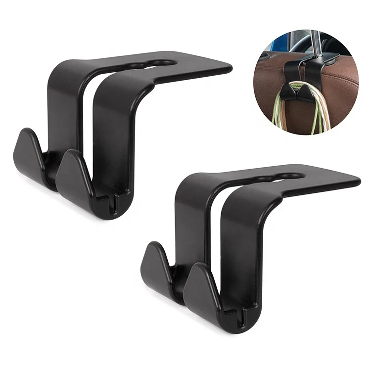Car Seat Back Double Hook Hanger Headrest Mount Storage Holder Bearing 20kg for Car Bag pouch Clothes Hooks For Hanging