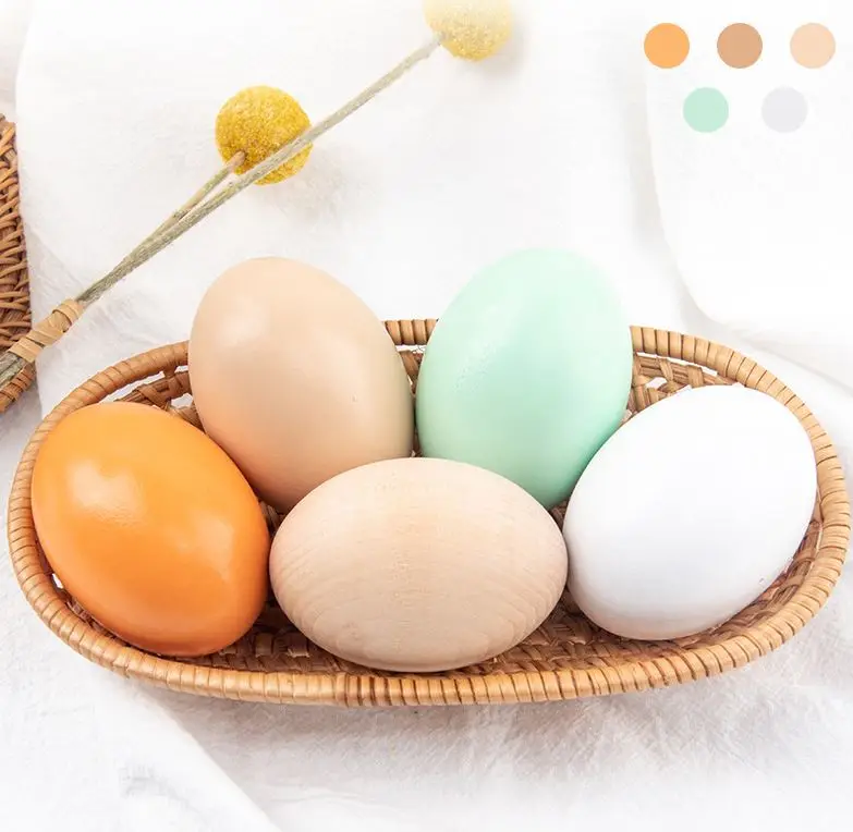 Creative Simulation Easter Diy Colorful Wooden Painting Egg Easter Party Ornament Decoration