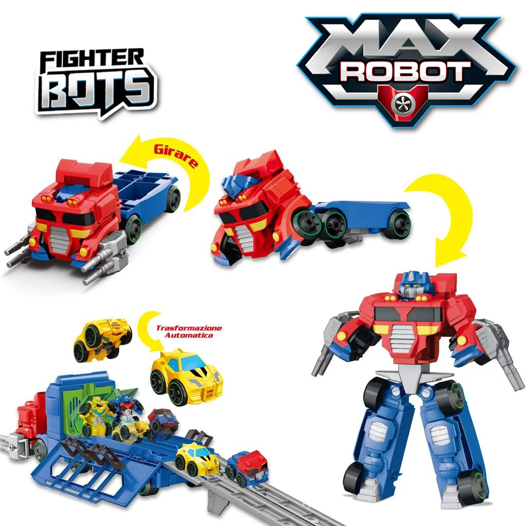 ENJOYSTAR Catapult Rail Folding Truck With Changing Mini Car Red Multi-function Ejection Trans-formers Trailer Robot