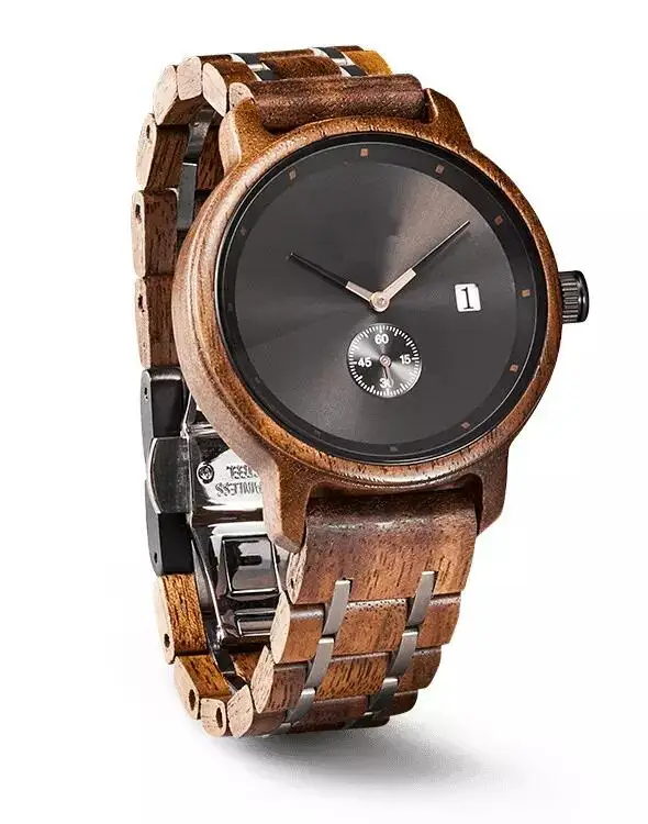 Luxury Branded Wood & Stainless Steel Watches Quartz Watch from China Factory
