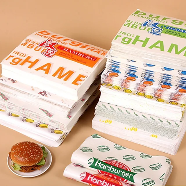 Wholesale Customized oil proof Wrap Paper Hamburger Sandwich paper Greaseproof Deli Wrapping Wax Paper
