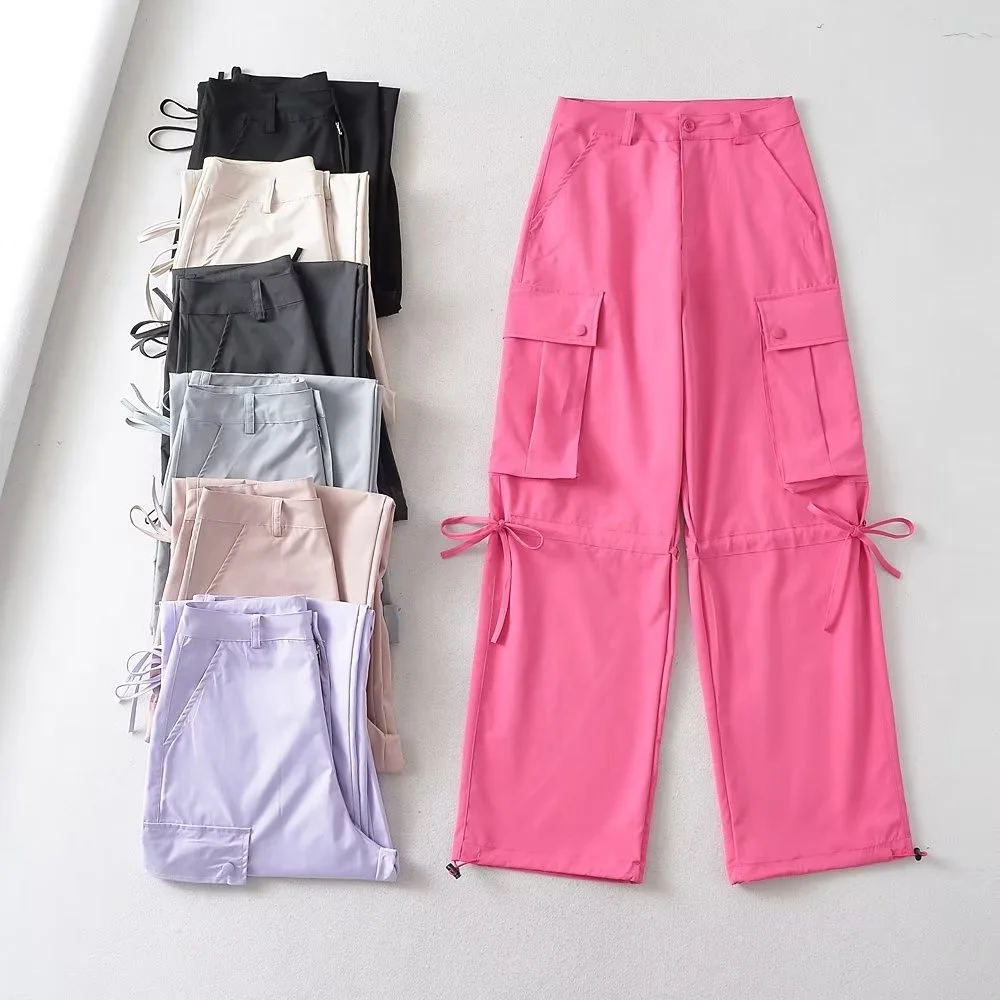 Women Outdoor Loose Soft Comfort Drawstring Lightweight Street Leisure Cargo Pants