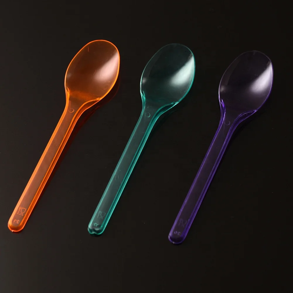 Colorful Plastic Disposable Spoon Party Wedding Transparent Plastic Spoon Eco-Friendly High Quality Clear Ice Cream gelato spoon