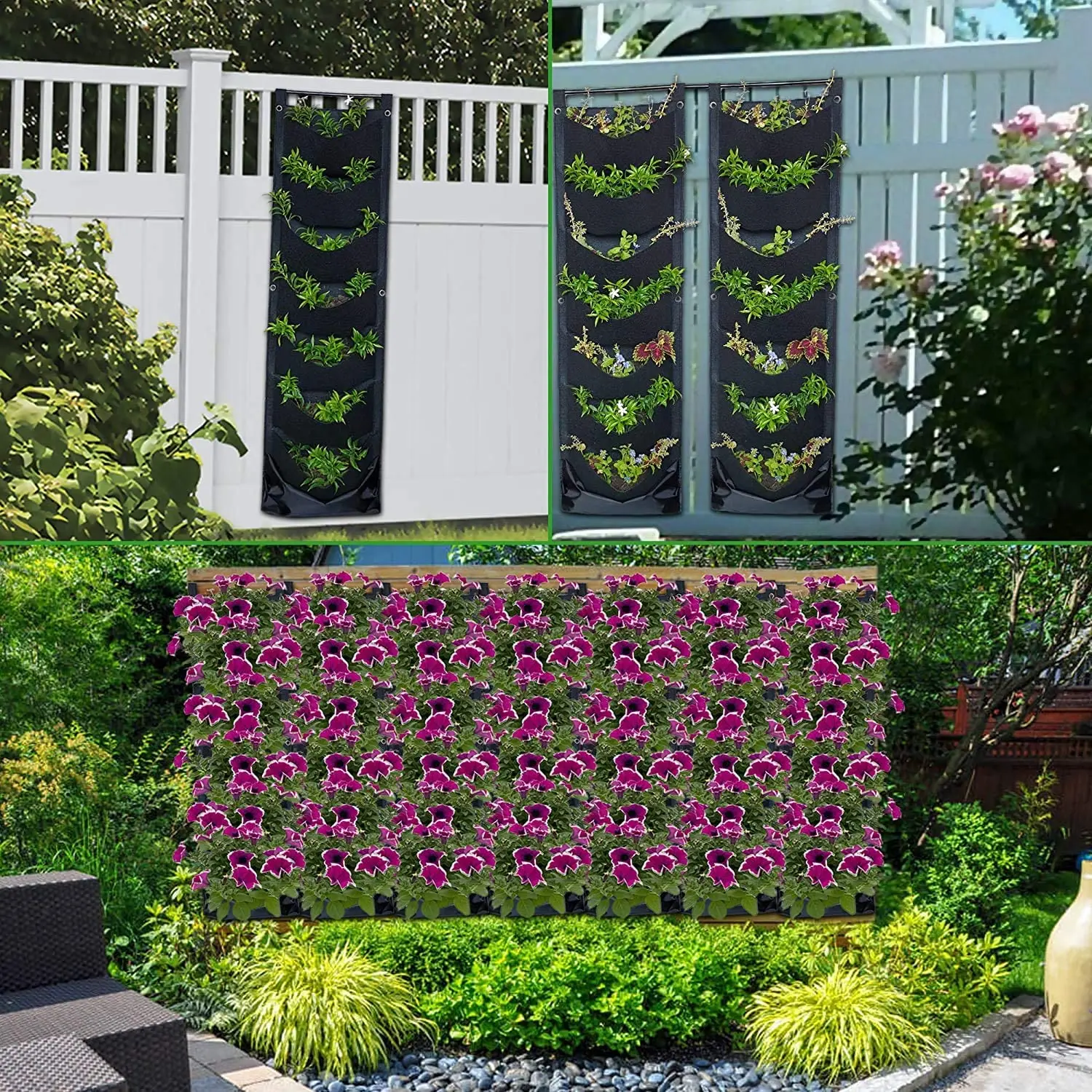 Hanging Planters New Upgraded 7 Pockets Vertical Garden Wall Planter Grow Bags for garden yard wall decoration