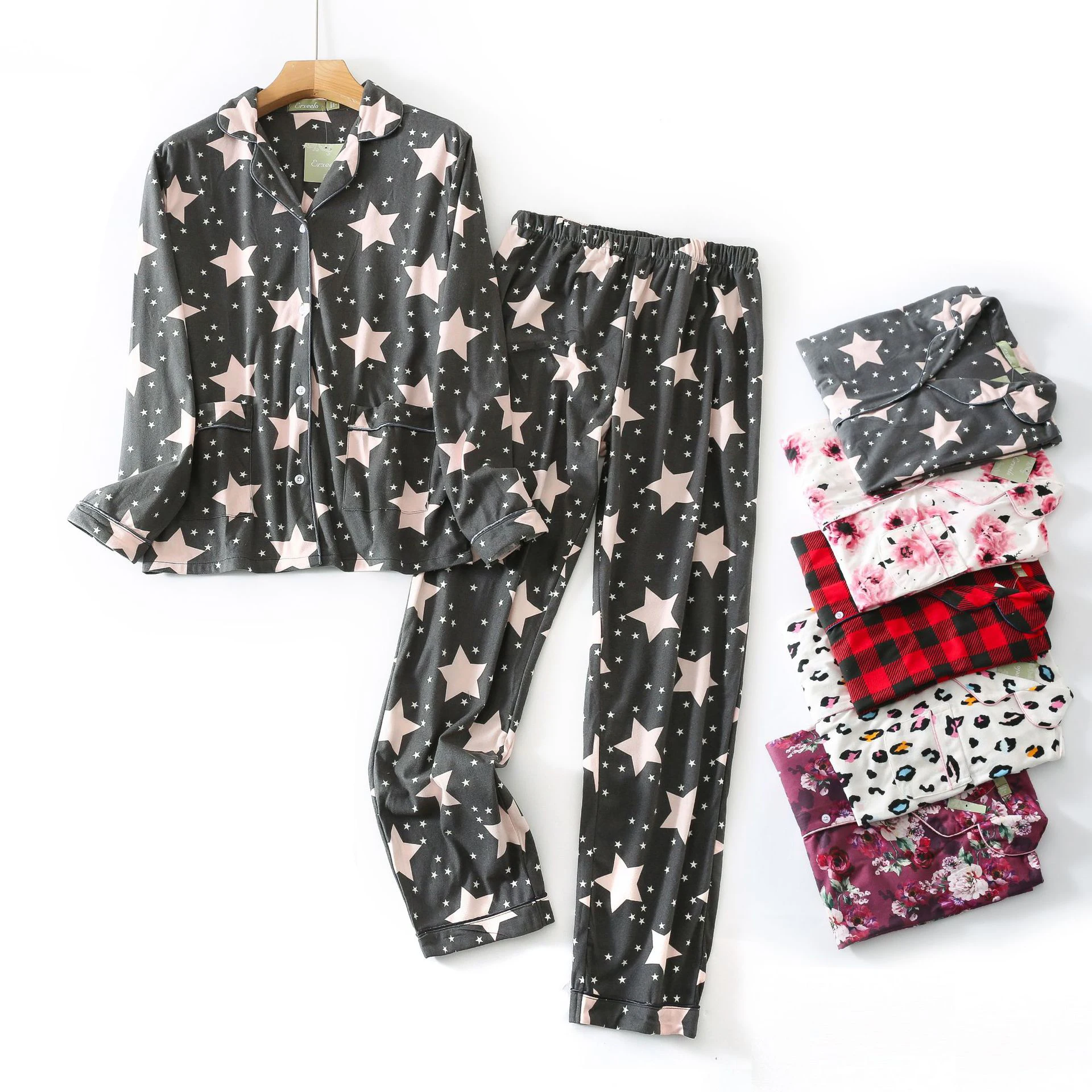 XL-3XLPlus Size Womens two pieces winter flannel sleepwear two  pieces Pajamas Sets women 2 pcs  pajamas for women set