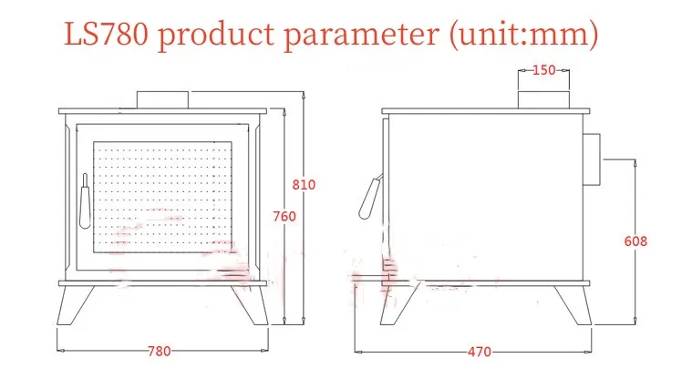 Winter Wood Burning Fireplace Indoor Cast Iron Stove With Glass Door