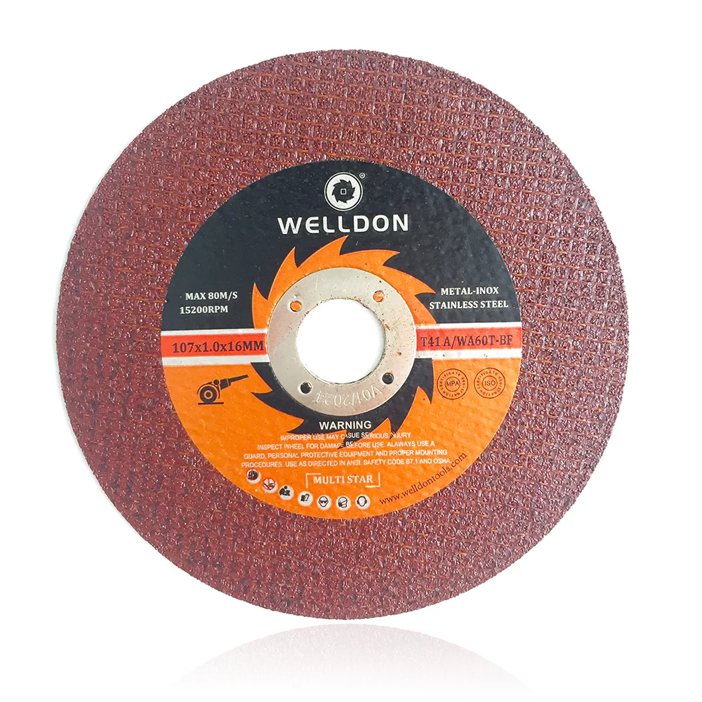 Welldon 107Mm Disc Cut Aluminium Grinder Cutting Wheels For Stainless Steel Brown Or Red Color