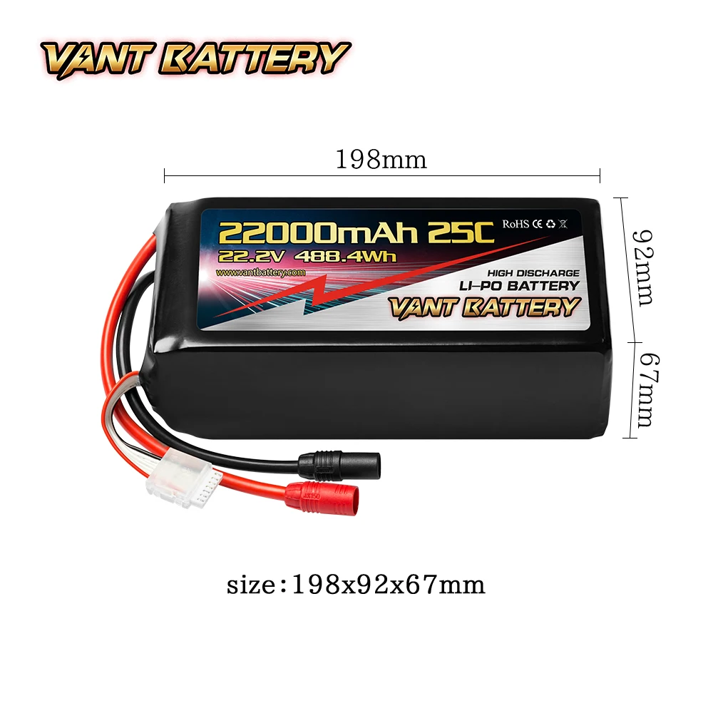 Vant high performance High Capacity 6S 22000mAh Multi-Rotor Lipo Pack for DJI1000 Kopterworx