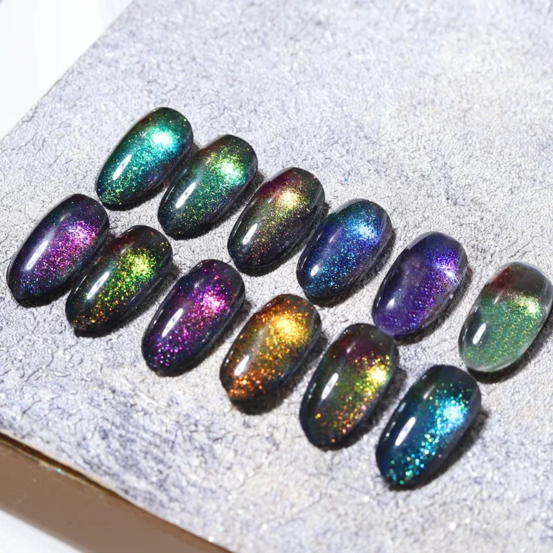 9D Cat Eye Gel Nail Polish Chameleon Wholesale Private Label 8g Magnetic Gel Auroras Snowlight Cat Eye Gel For Nail Design