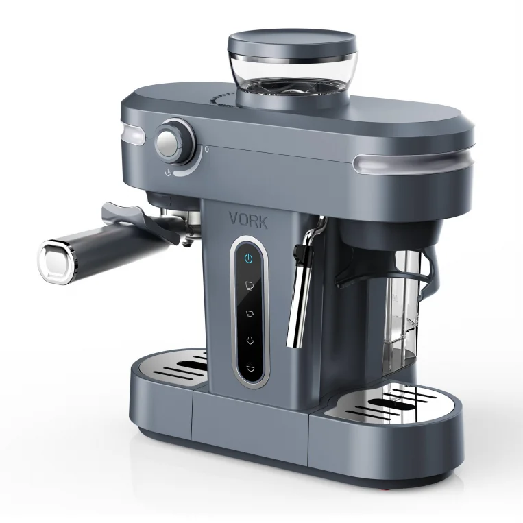 Semi-automatic espresso coffee machine maker with grinder built in coffee bean to powder for home office use