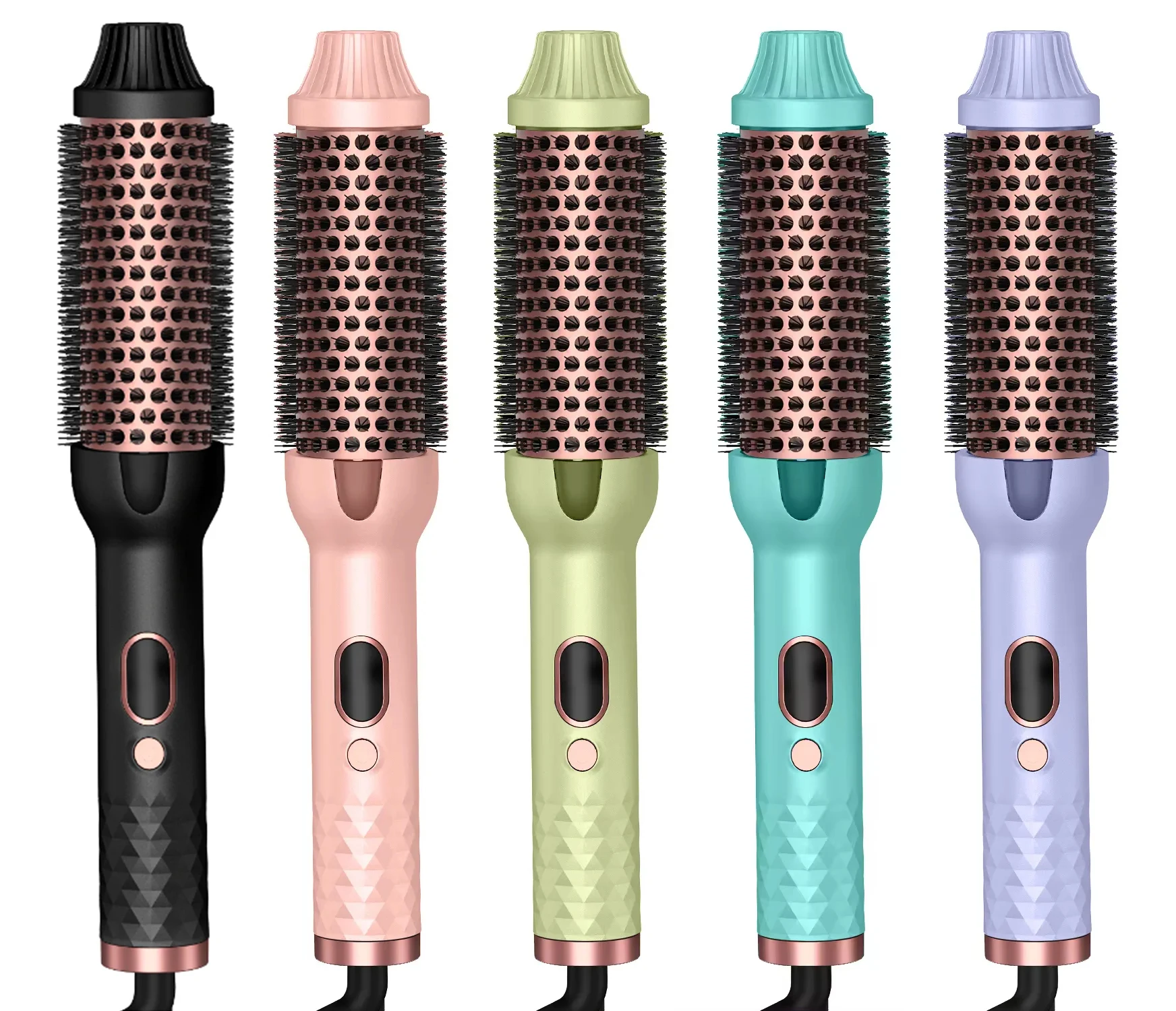 Heated Styling Curling Straightening Iron brush 3 in 1 Hair Multi-Shape Ion Curling Brush Nylon Bristles Anti-frizz Curling Comb