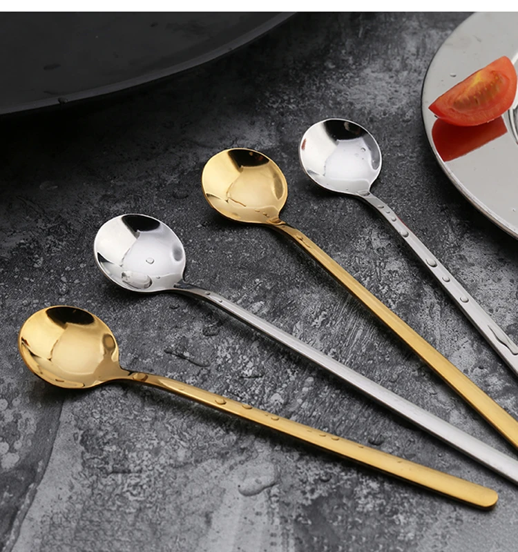 
Golden Tall drinking mixing spoon long handle spoon 