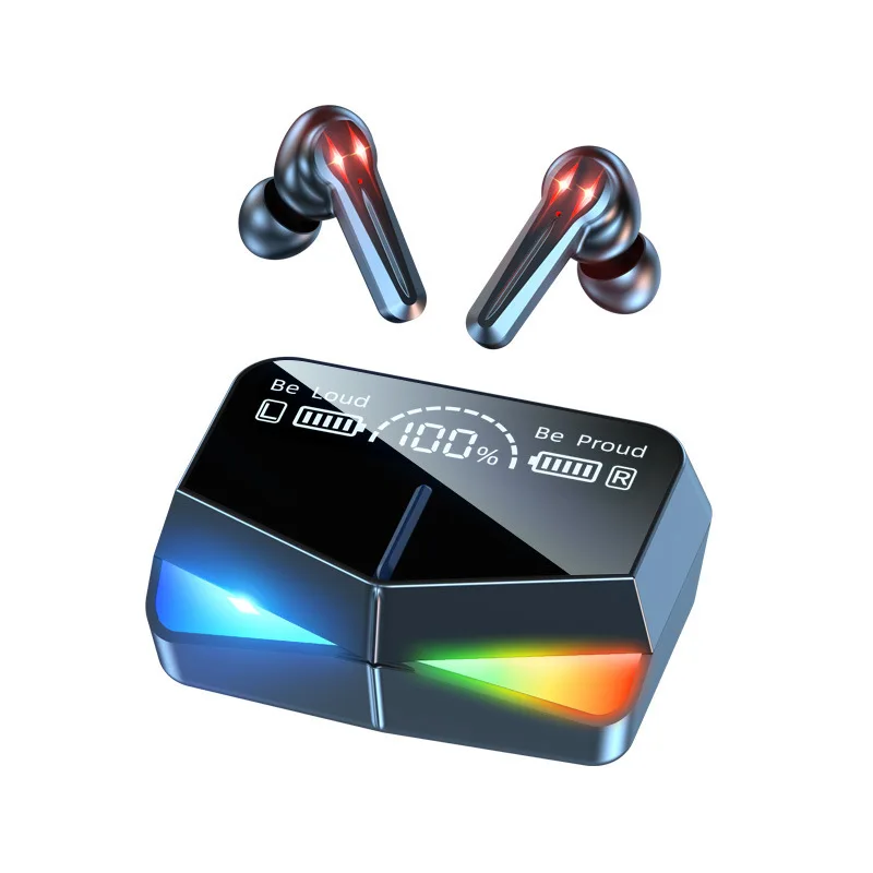 Игровые наушники M28 BT 5,1 TWS, наушники с микрофоном и низкой задержкой, 9D стерео, настоящие беспроводные наушники со светодиодным дисплеем, спортивные наушники