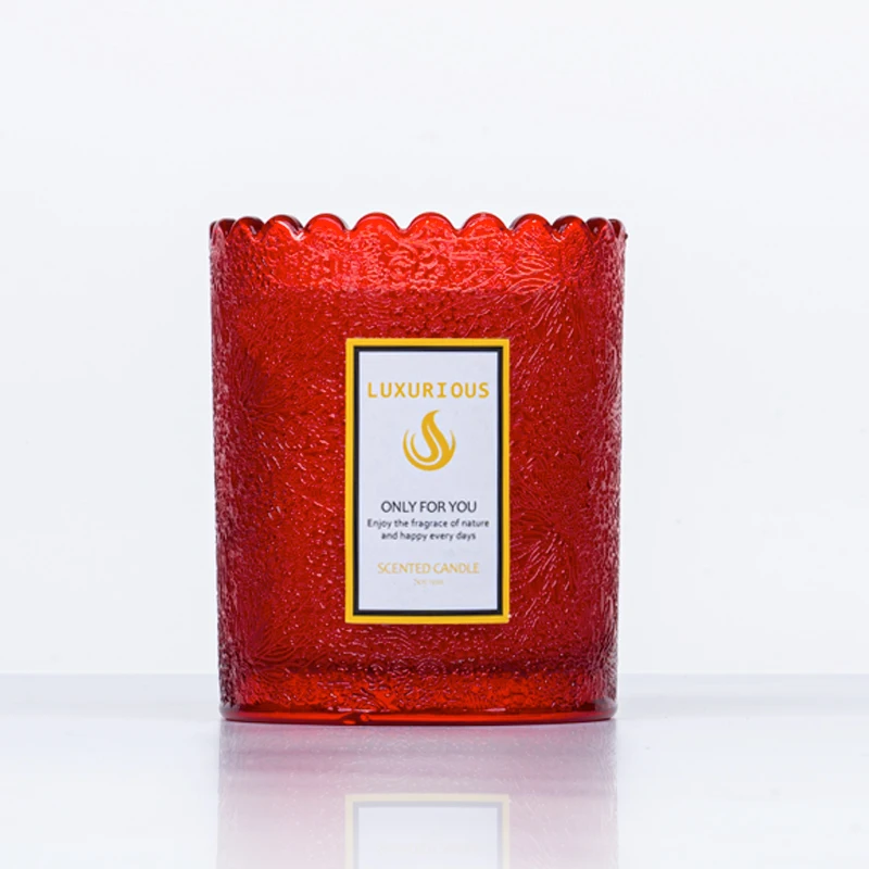 40h Burning Time Lace Edged Glass Jar Scented Candles Smokeless Soy Wax Natural Ingredients Unique Fragrances for Ambiance