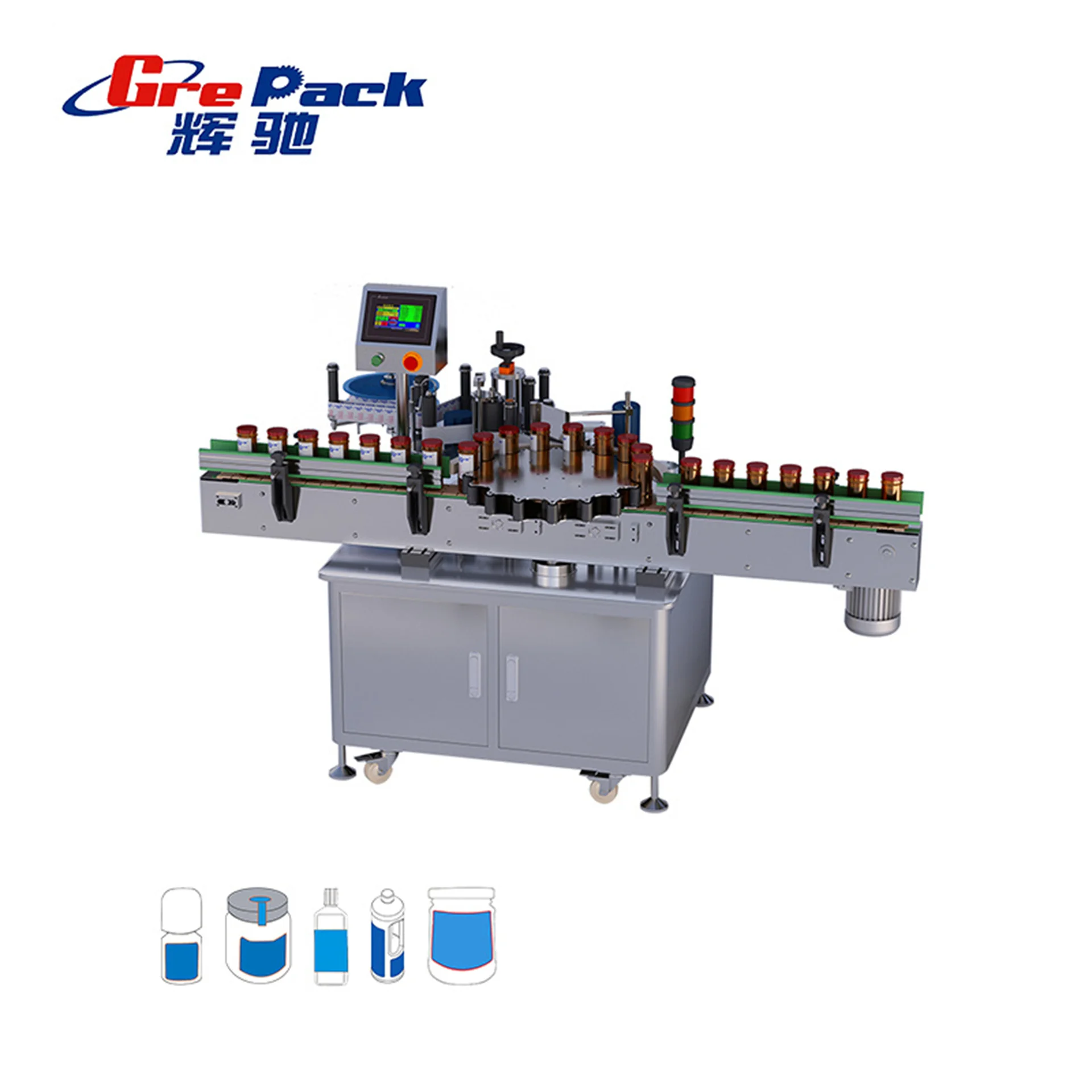 Automatic label motor driving Positioning square bottle labeling equipment for PVC adhesive labels