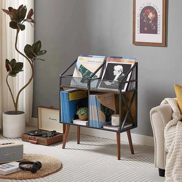 Retail Store Album MDF Metal Storage Stand Vinyl Record Storage Holder Rack