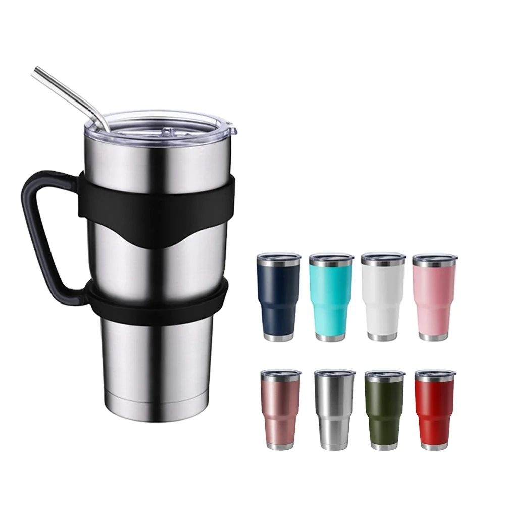 Рекламная кружка с логотипом на заказ, с ручкой и крышкой, кружка для пива, кофе, холодная многоразовая бутылка для воды, термос, изолированный стакан из нержавеющей стали