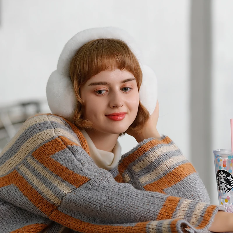 Дешевые теплые женские складные зимние меховые наушники для девочек