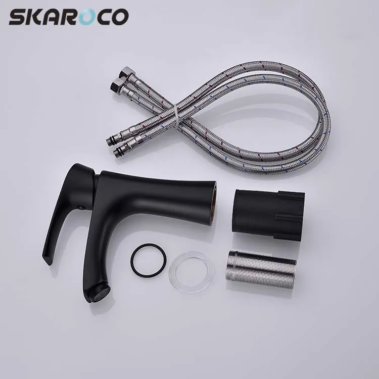 
Factory Hot Cold Mixer Water Black Plated Basin Faucet Basin Mixer Tap 