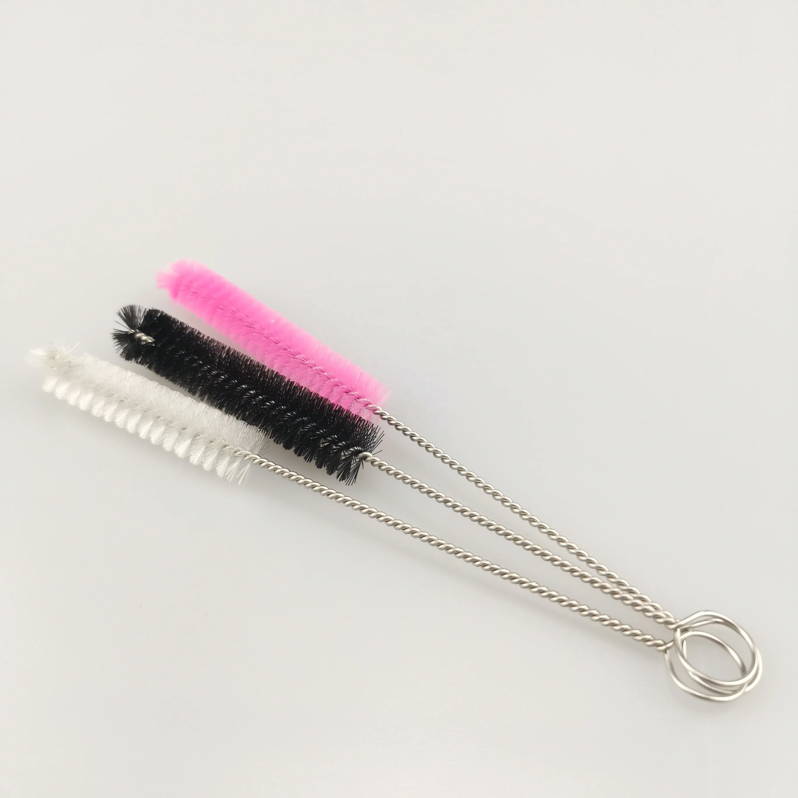 Factory supplier Stainless Steel Twist Handle black Chemistry Test Tube Bottle Washing Brush Tool