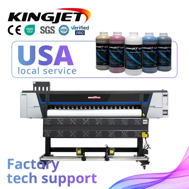 Kingjet 1.9m 2.5m 3.2m eco solvent printer canvas flex large wide format i3200 head xp600 sticker banner vinyl printing machine