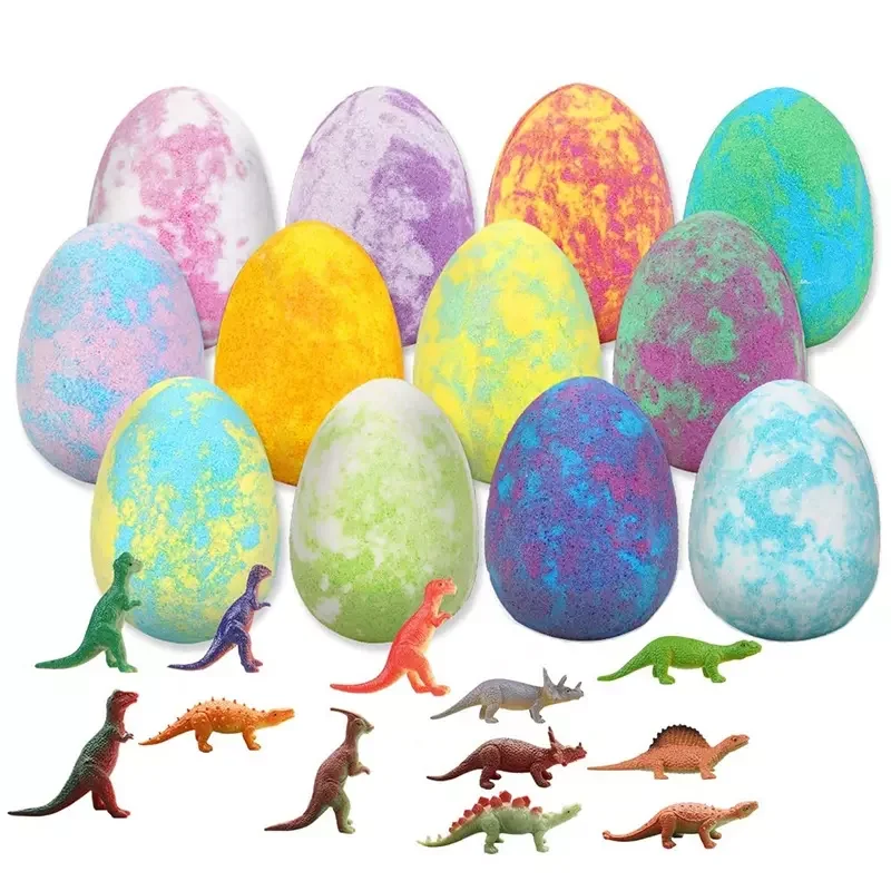 Hot Sell OEM Christmas Gift Set Small Dinosaur Egg Bath Bomb Box Kids Bath Bubble Fizzer Bombs Surprise Toys Inside