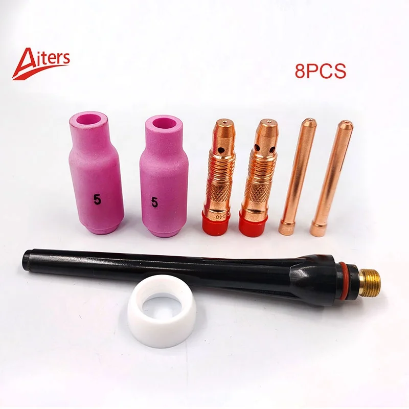 TIG Sample Kit for 8PCS TIG Welding Torch 2PCS Nozzle 2PCS Collet with Collet body and Back Cap Gas Gasket Welding sample kit