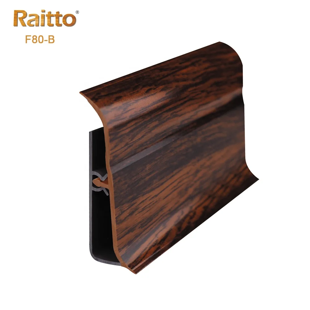 F80-B, RAITTO New Products Plastic Flooring Profile Tile Foam Skirting Board Color PVC Foam Baseboard