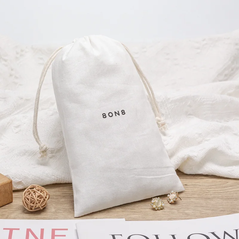 Recyclable Custom 100% Cotton Canvas Drawstring Bag Shoes Dust Bag Plain Cotton Dust Bag For Normal Life