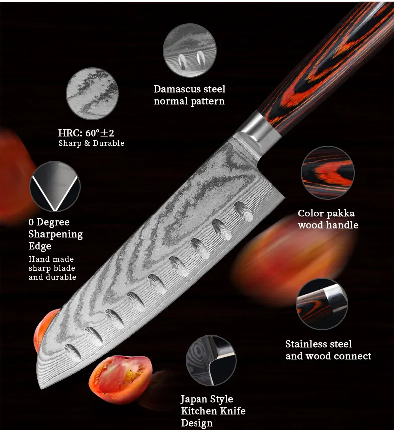 67 Layers Damascus Steel Cleaver Knife Japan style Kitchen Knife Design 7 Inch Pakka Wood Handle With Good Thickness