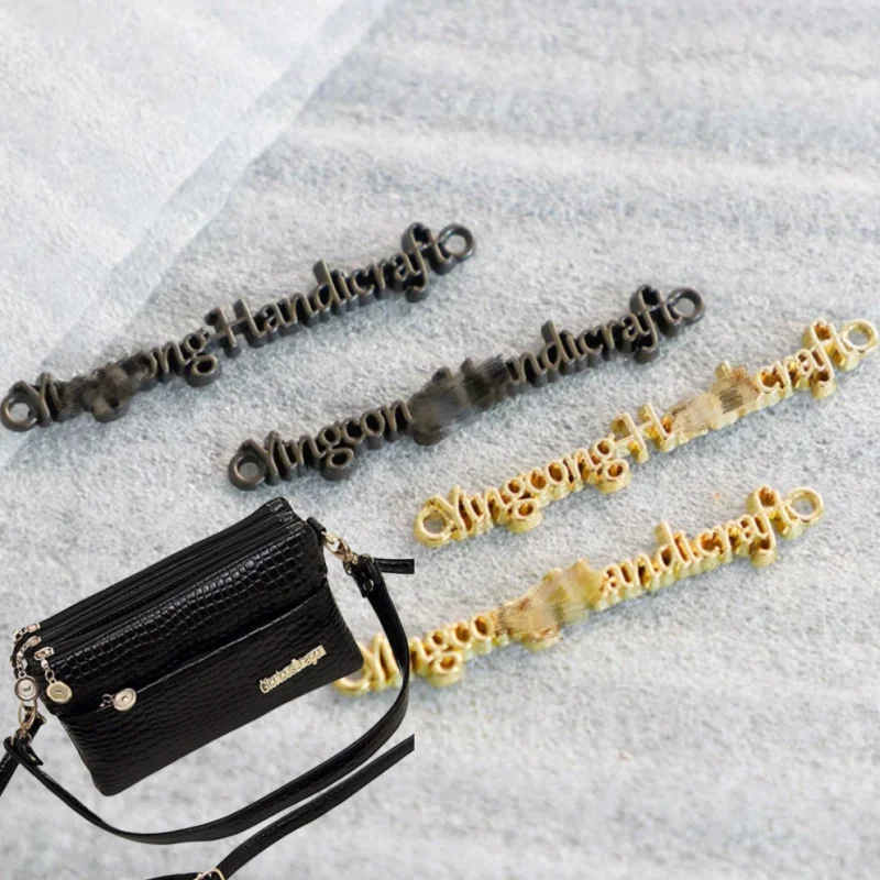 Handbag Accessories Design Metal Label Name Tag Custom Engraved Metal Brand Logo Labels For Handbags