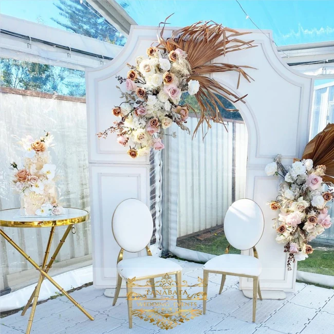 Outdoor furniture events used white pvc wedding arch backdrop