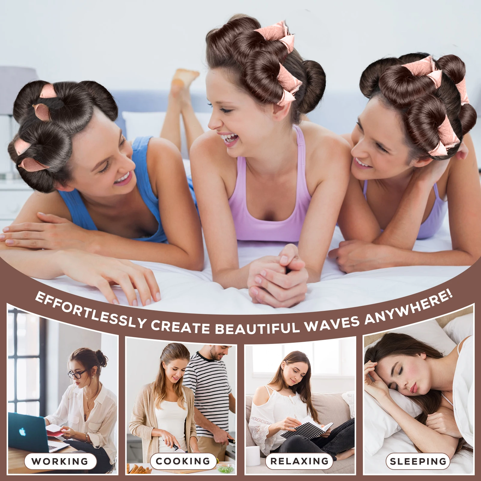 6 Colors Portable No Heat Curling Rod Headband Sleeping Hair Roller Professional Wave Cordless Heatless Silk Hair Curler