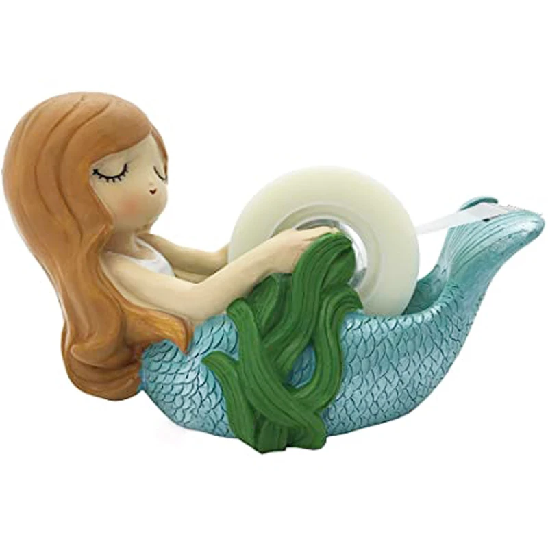 Настольный Режущий инструмент из смолы ручной работы для офиса и школы, милый резак для Русалочки, настольный держатель для ленты, диспенсер